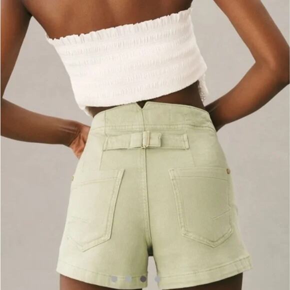 Anthropologie Pilcro The Kit High Rise Utility Shorts Moss Green NWT - Picture 2 of 9